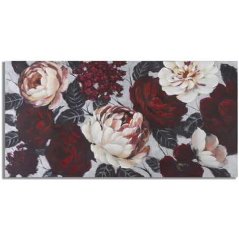 Dipinto su Tela Bianco/Red Flower Lightback 150x3,8x76 cm in Legno di Pino e Canvas Multicolor