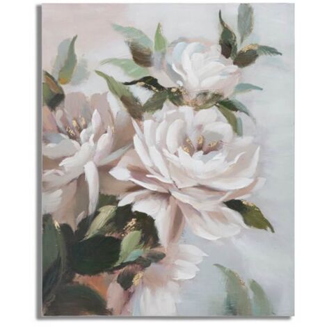 Dipinto su tela fiore bianco e oro cm 80X3,7X100 - FLOWER&LEAF