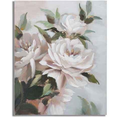 Dipinto su Tela FlowereLeaf 100x3,7x80 cm in Legno di Pino e Canvas Multicolor