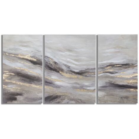 Dipinto su Tela Monty Set 3 Pz 45x2,7x80-60x2,7x80 cm in Legno di Pino e Canvas Multicolor