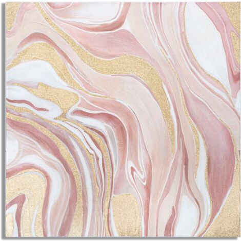 Dipinto su Tela Pinkly 80x2,8x80 cm in Legno di Pino e Canvas Multicolor