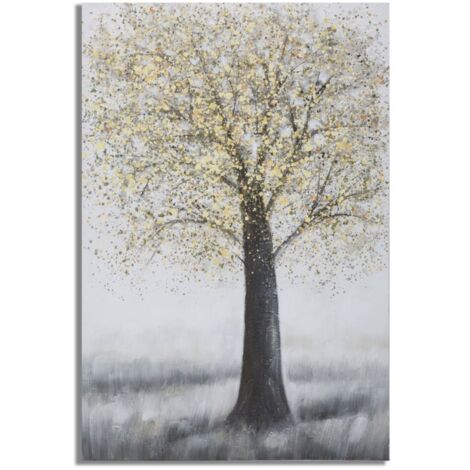 Dipinto su Tela Tree Simple 80x3,8x120 cm in Legno di Pino e Canvas Multicolor