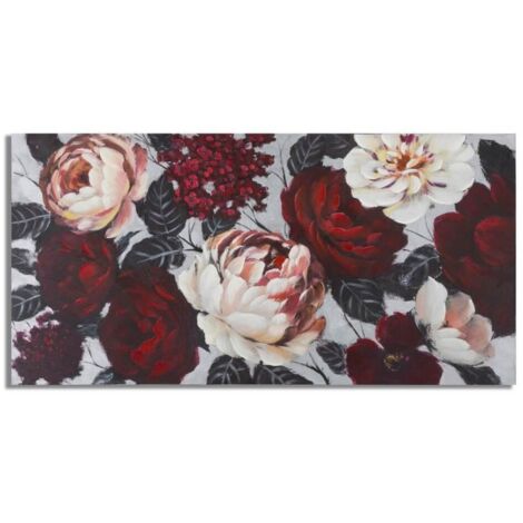 DIPINTO SU TELA WHITE/RED FLOWER LIGHTBACK 150X3,8X76