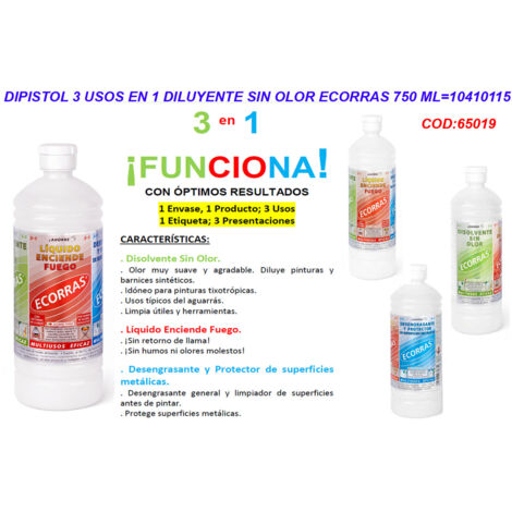 dipistol 3 usos en 1 diluyente sin olor ecorras 750 ml 10410115