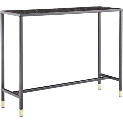 Dipp Konsolentisch 30x100 cm Glas schwarz Marmor dekor.
