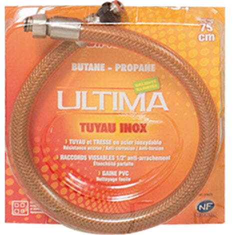 DIPRA - Flexible inox pour gaz butane - propane 75 cm - Validité illimitée - Certifié NF