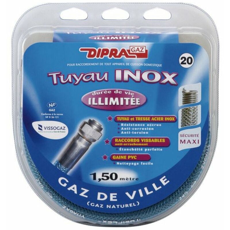 073150 flexible inox 1 5m ultima gaz naturel