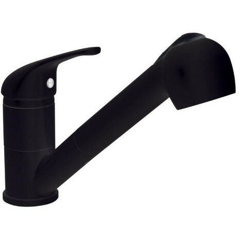 DIPRA Robinet mitigeur de cuisine Saturnos - Avec douchette - Bec mobile - Noir mat
