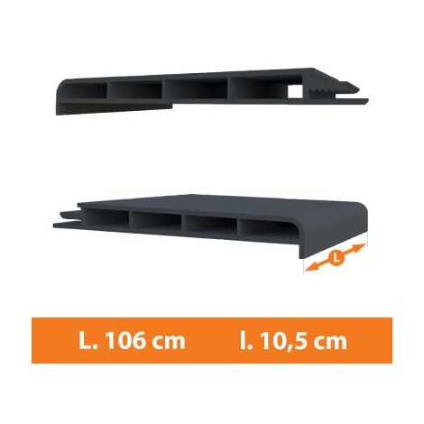 Direct Fenêtres – Appui fenêtre en PVC gris anthracite RAL 7016 – Longueur 106 cm – Largeur 10,5 cm – Profil à clipser et visser