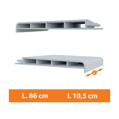 Direct Fenêtres – Appui fenêtre en PVC traité anti-UV blanc RAL 9016 – Longueur 86 cm – Largeur 10,5 cm – Fixation par clips ou vis