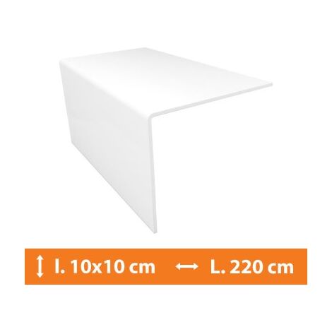 Direct Fenêtres – Cornière en PVC blanc 10 x 10 cm – Longueur 220 cm – Traitement anti UV pour finition durable – Application intérieure et extérieure