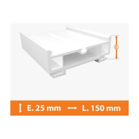 Direct Fenêtres – Élargisseur PVC blanc 25mm x L.150cm – Épaisseur 2,5cm – PVC traité anti UV – Installation facile sur menuiserie