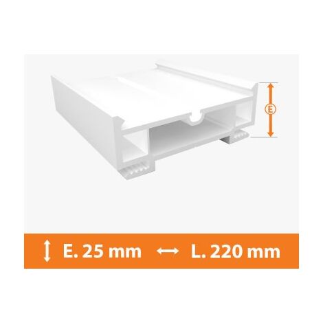 Direct Fenêtres – Élargisseur PVC blanc 25mm x L.220cm – Épaisseur 2,5cm – Traité anti UV – Pour fenêtres et portes-fenêtres