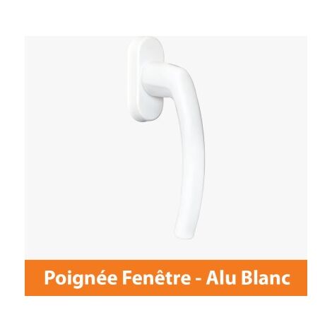 Direct Fenêtres – Poignée de fenêtre en aluminium blanc RAL 9016 – Entraxe 42 mm – Installation facile avec vis fournies