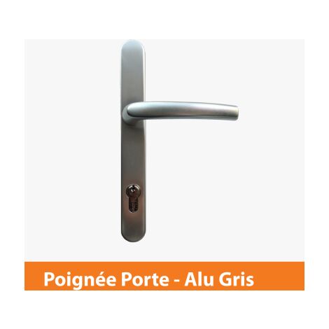 Direct Fenêtres – Poignée de porte d'intérieur en aluminium anodisé gris – Entraxe 200mm – Double béquille pour portes-fenêtres et service – Longueur 240mm