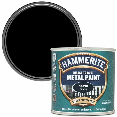 Direct to Rust Satin Finish Metal Paint Black 250ml HMMSFSB250