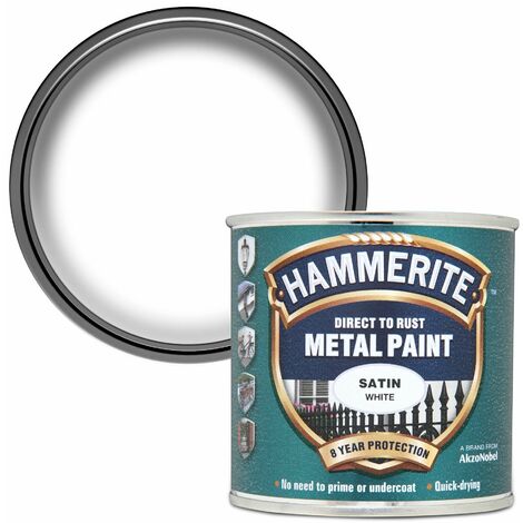 Direct to Rust Satin Finish Metal Paint White 250ml HMMSAFW250