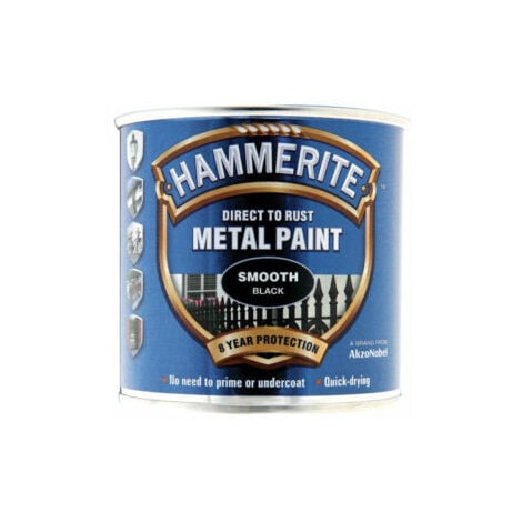 HAMMERITE Direct to Rust Smooth Finish Metal Paint Black 250ml