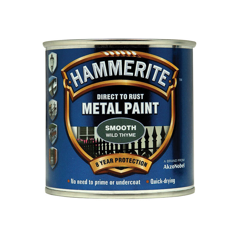 Hammerite 5158229 Direct to Rust Smooth Finish Metal Paint Wild Thyme 250ml HMMSFWT250