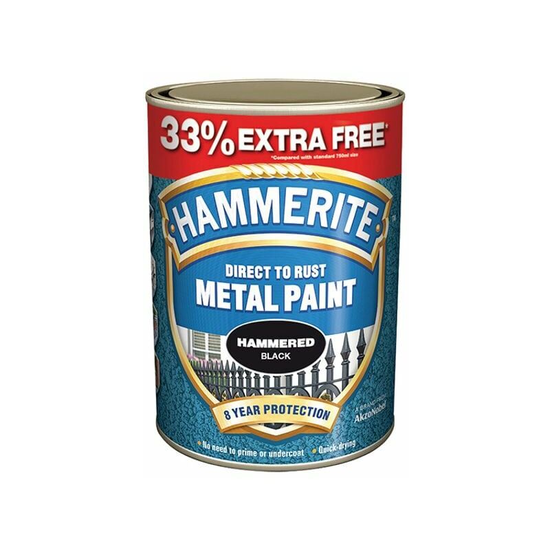 Hammerite - Diect to Rust Hammeed Finish Metal Paint Black 750ml + 33% HMMHFB750AV