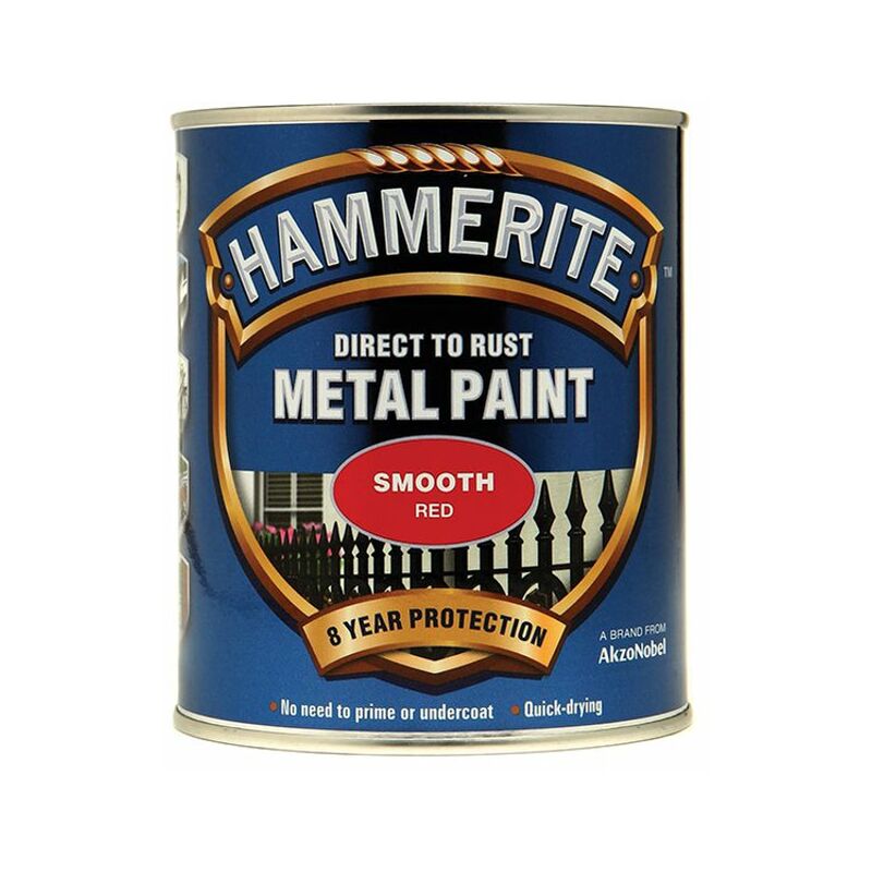 Hammerite - Direct to Rust Smooth Red Metal Paint - 750ML - Red