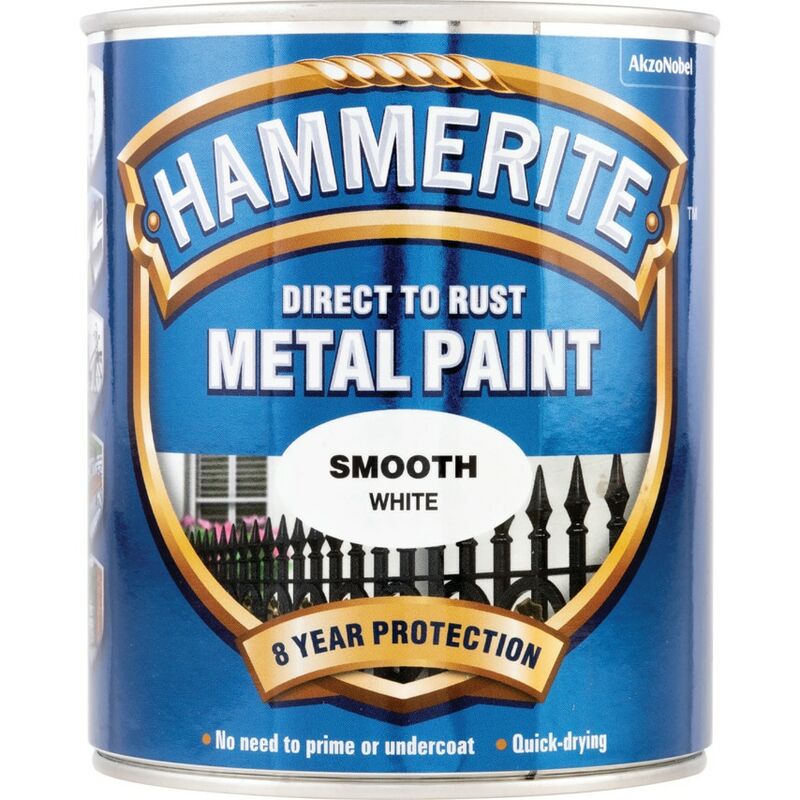 Hammerite - Direct to Rust Smooth White Metal Paint - 750ML - White