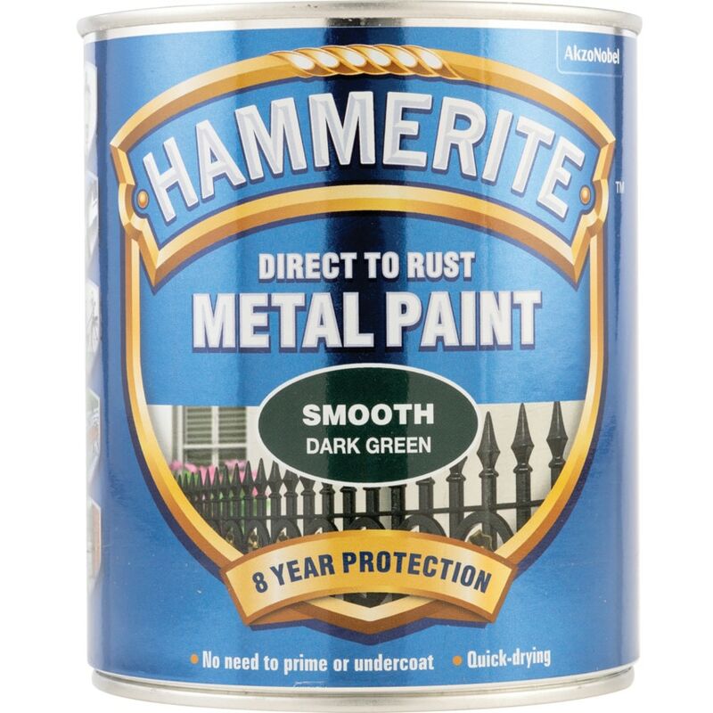 Hammerite - Direct to Rust Smooth Dark Green Metal Paint - 750ML - Green