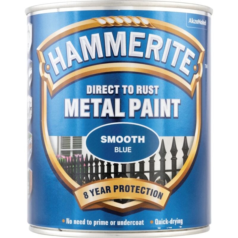 Hammerite - Direct to Rust Smooth Blue Metal Paint - 750ML - Blue