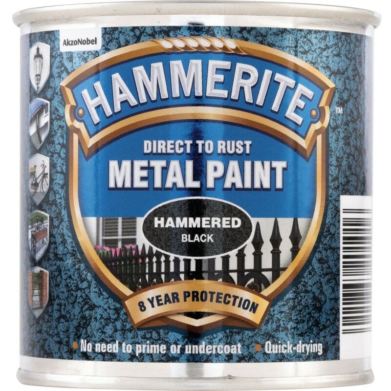 Hammerite - Black Direct to Rust Metal Paint 250ML Tin - Black