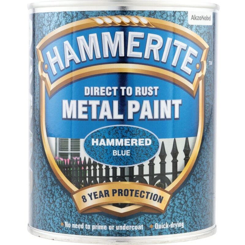 Hammerite - Direct to Rust Hammered Blue Metal Paint - 750ML - Blue