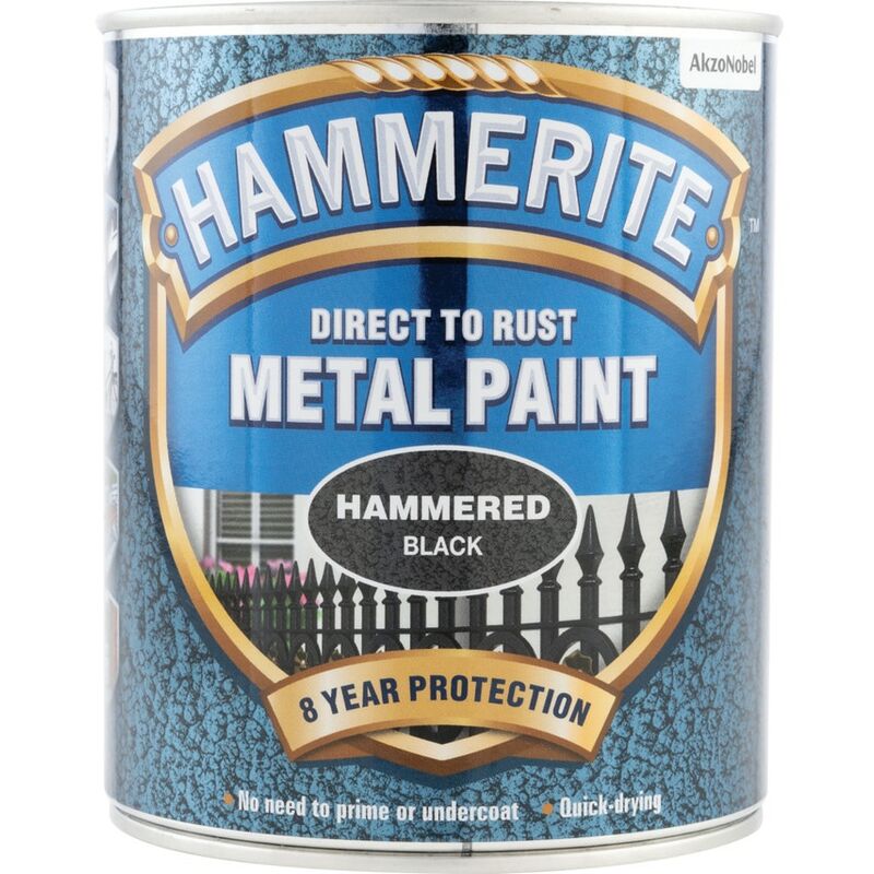 Hammerite - Direct to Rust Hammered Black Metal Paint - 750ML - Black