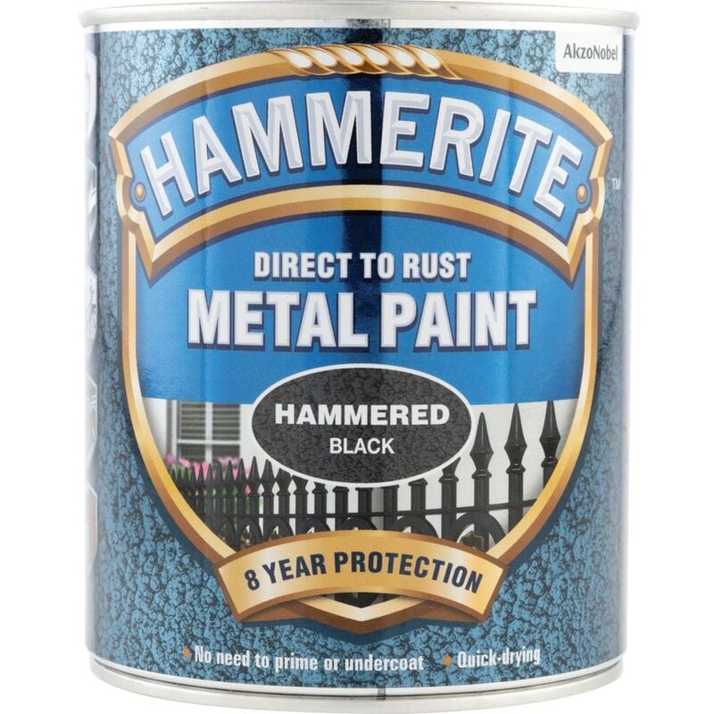 Hammerite - Direct to Rust Hammered Black Metal Paint - 750ML - Black