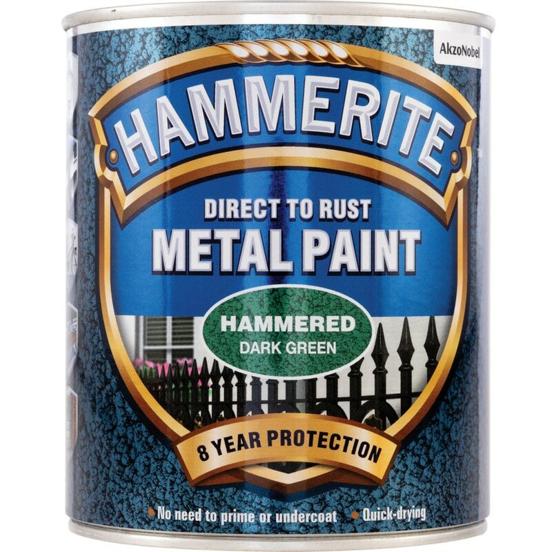 Hammerite - Direct to Rust Hammered Deep Green Metal Paint - 750ML - Green