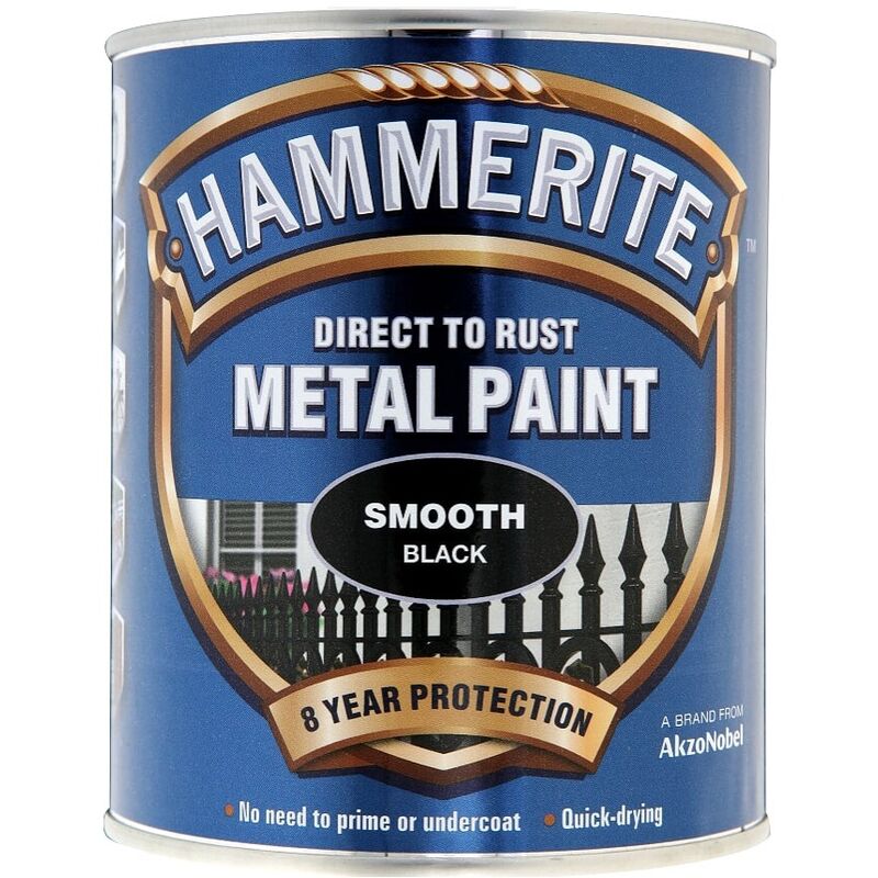 Hammerite - Smooth Direct To Rust Metal Paint - 750ML - Black