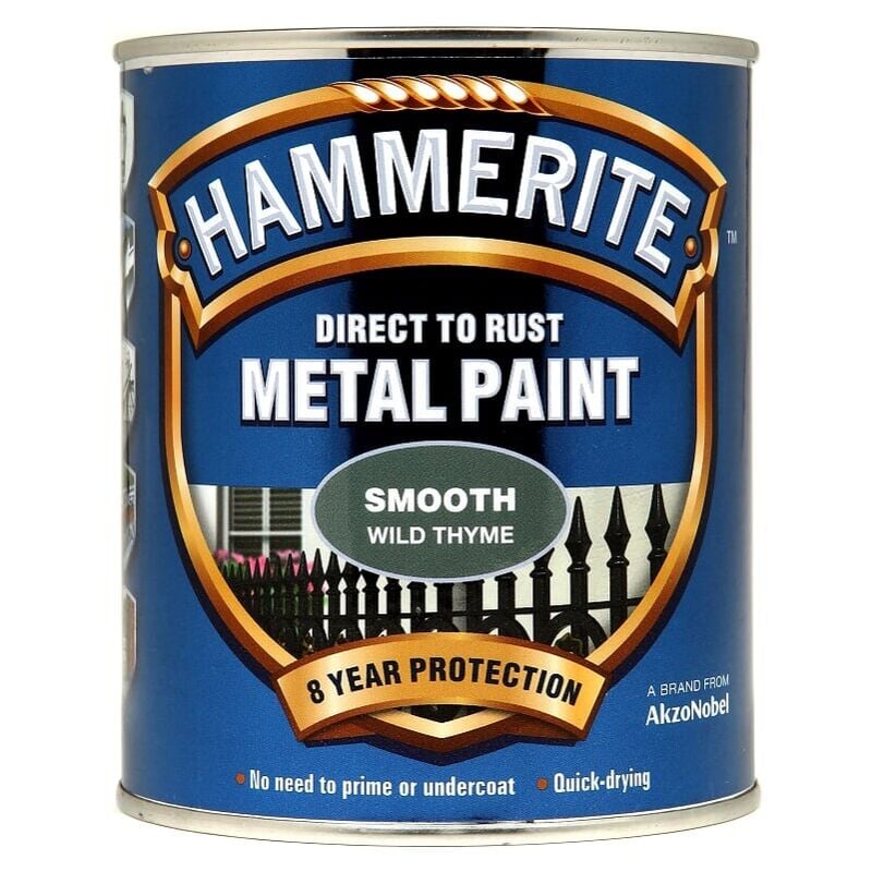 Hammerite - Smooth Direct To Rust Metal Paint - 750ML - Wild Thyme - Wild Thyme