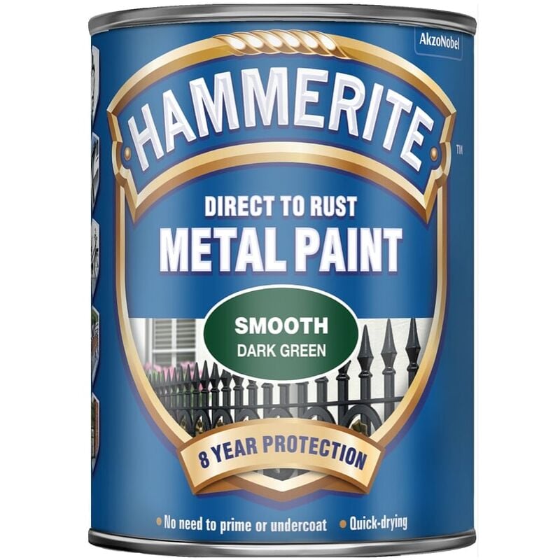 Hammerite - Smooth Direct To Rust Metal Paint - 2.5 Litres - Dark Green - Dark Green