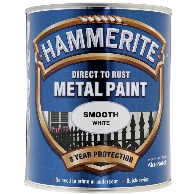 Hammerite - Smooth Direct To Rust Metal Paint - 2.5 Litres - White - White