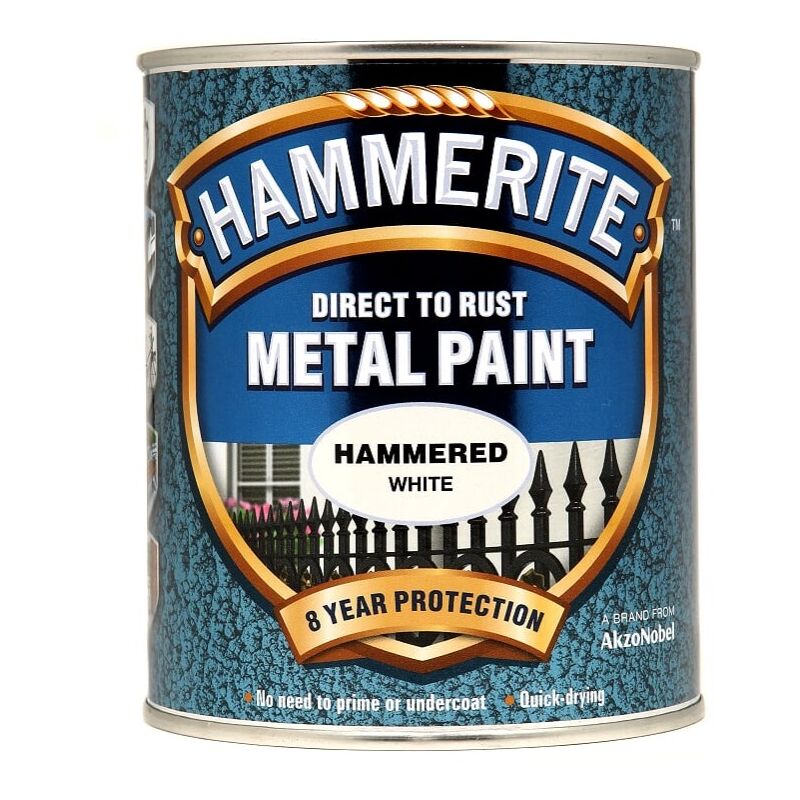 Hammerite - Hammered Direct To Rust Metal Paint- 750ML - White - White