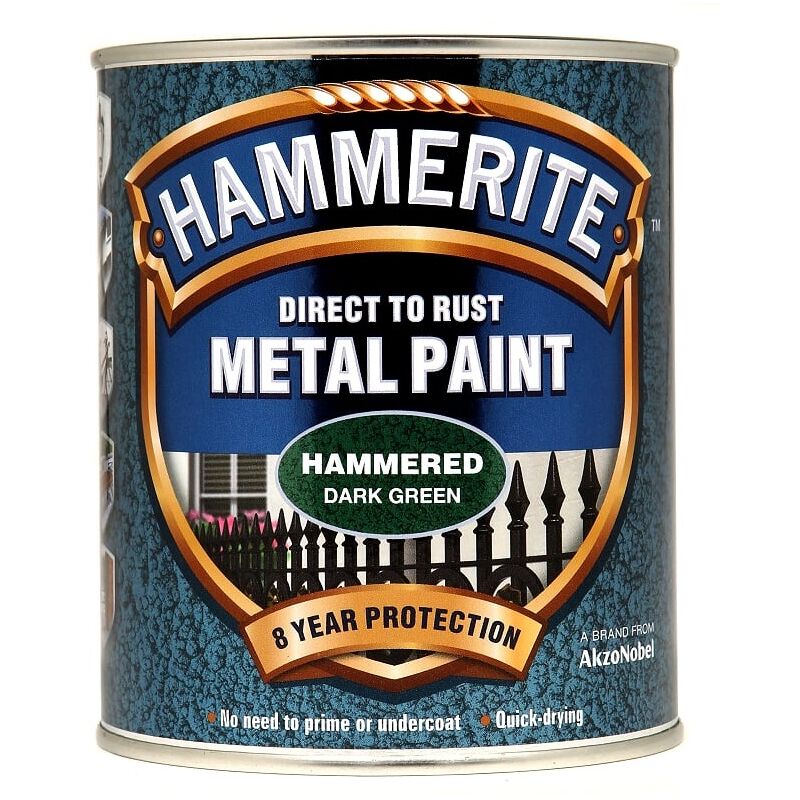 Hammerite - Direct to Rust Hammered Dark Green Metal Paint - 2.5LTR - Green