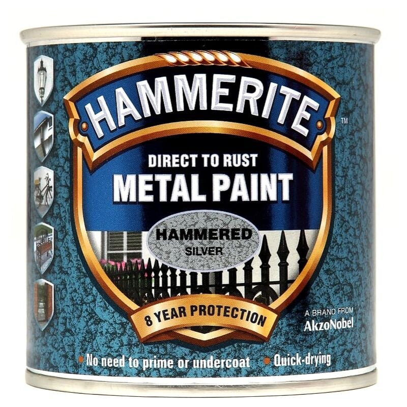 Hammerite - Hammered Direct To Rust Metal Paint- 2.5L - Silver - Silver