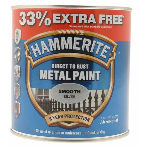 Direct to Rust Smooth Finish Metal Paint Silver 750ml + 33% HMMSFS750AV