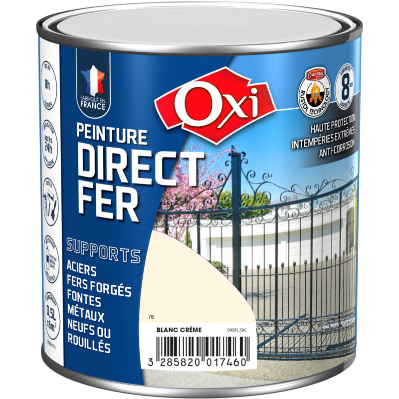 OXI - Solution intérieure/extérieure peinture direct fer Brun (ral 8017) 0.5 litre