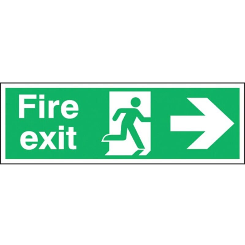 Sitesafe Fire Exit Arrow Right Rigid PVC Sign - 450 X 150MM