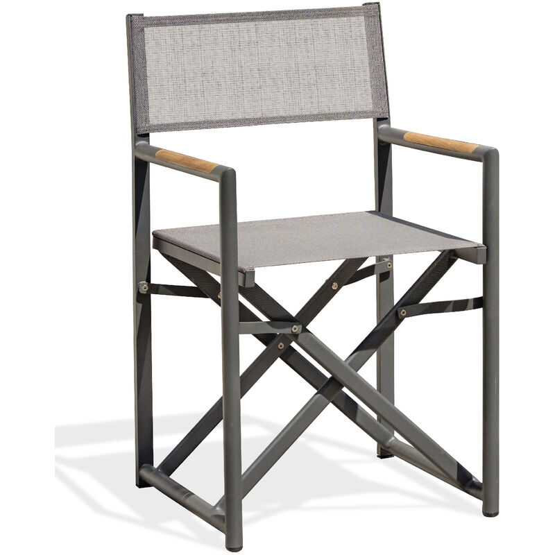 honfleur - fauteuil de jardin en toile plastifiée et aluminium gris anthracite paris garden gris anthracite