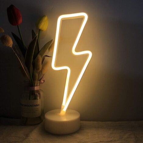 dirigéEnseigne lumineuse néon sur le thème de l'éclair, alimentée par piles, idéale pour les chambres.