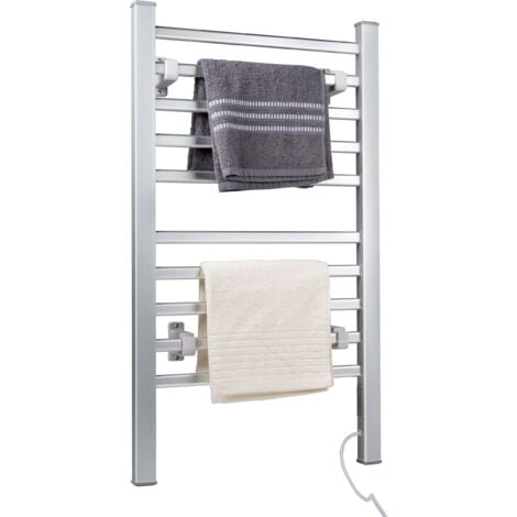 Dirt Devil Scaldasalviette Elettrico - Portasciugamani da bagno - Stendino Panni Appeso o Indipendente - Riscaldato IP22 Antigoccia - Stendibiancheria 10 aste - Stendi Biancheria - Alluminio