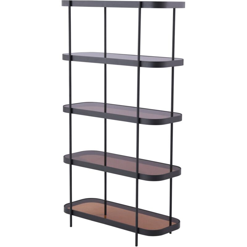 Selsey DISAVILL - Étagère en verre brun fumé - 5 niveaux - noir