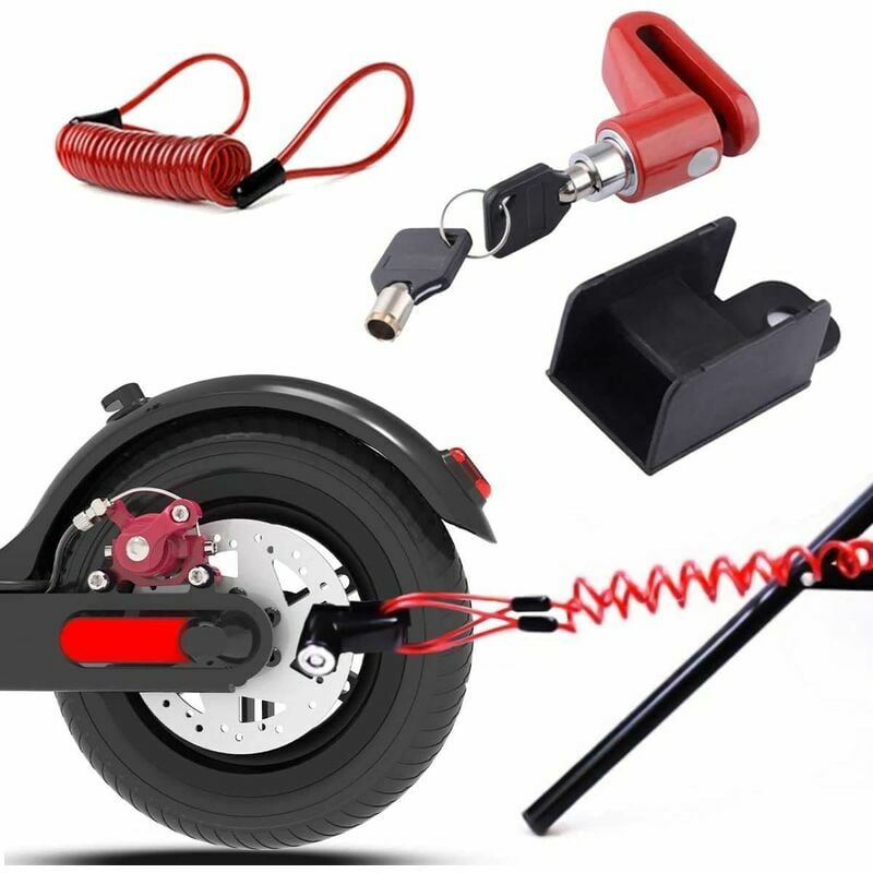 Hoopzi - Disc Brake Lock Electric Scooter Lock Accessory Anti-Theft Steel Wire Lock Wheel Lock M367 with Reminder Rope