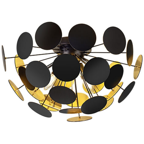 Discalgo Plafón 3xE14 Negro Y Decorativo Redondo Ø54 cm Trio Lighting