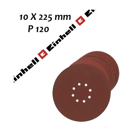 Dischetti abrasivi/dischi carta abrasiva con velcro per smerigliatrice/levigatrice grana 120 225mm 10 pz Einhell